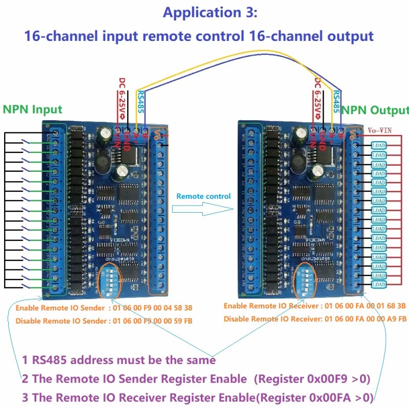DC 12V 24V 16 Input 16 Output RS485 Remote Control Switch PLC IO ...